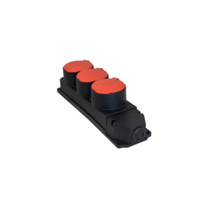 Розетка тройная каучуковая (3шт по 25A) 3Р+РЕ 25А 380-415В IP44